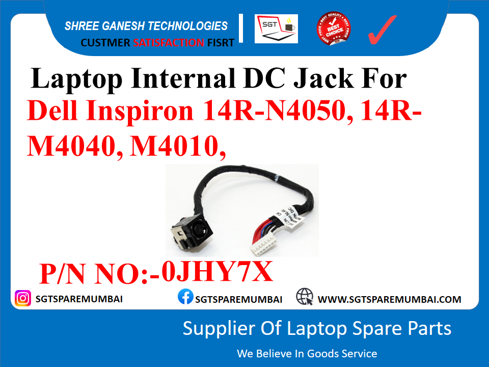 Laptop Internal DC Jack For Dell Inspiron 14R-N4050, 14R- M4040, M4010, P/N NO:-0JHY7X