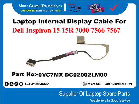 Laptop Internal Display Cable For Dell Inspiron 15 15R 7000 7566 7567 Part No:-OVC7MX DC02002LM00