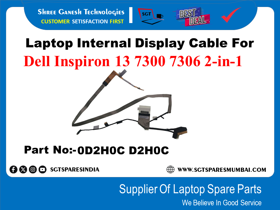 Laptop Internal Display Cable For Dell Inspiron 13 7300 7306 2-in-1 Part No:-0D2H0C D2H0C