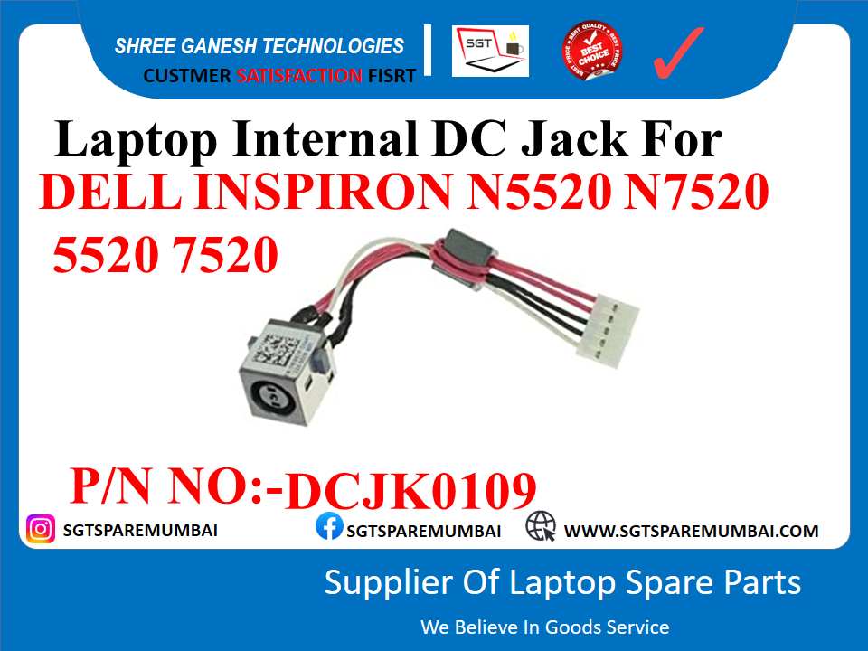 Laptop Internal DC Jack For DELL INSPIRON N5520 N7520 5520 7520 P/N NO:-DCJK0109