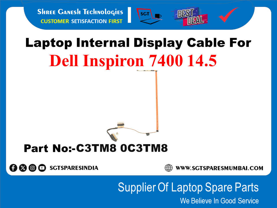 Laptop Internal Display Cable For Dell Inspiron 7400 14.5 Part No:-C3TM8 0C3TM8