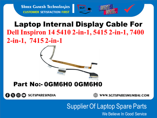 Laptop Internal Display Cable For Dell Inspiron 14 5410 2-in-1, 5415 2-in-1, 7400 2-in-1, 7415 2-in-1 Part No:- 0GM6H0 0GM6H0