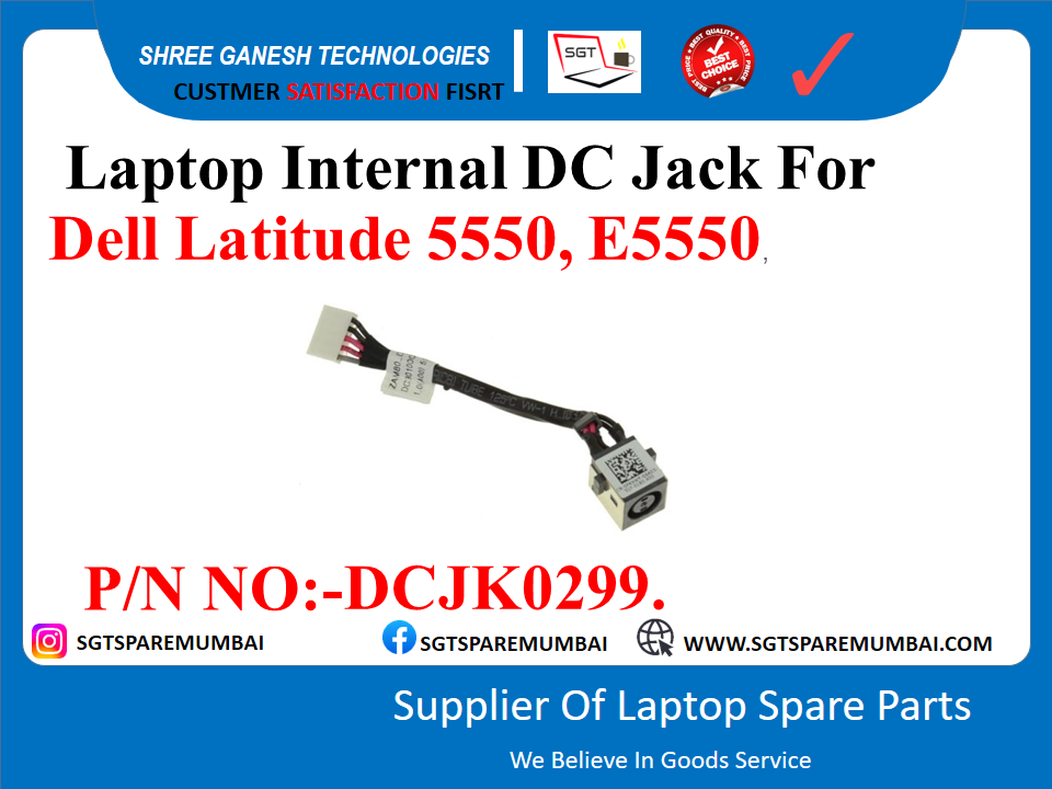 Laptop Internal DC Jack For Dell Latitude 5550, E5550. P/N NO:-DCJK0299.