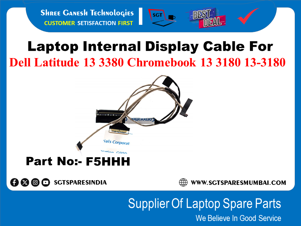 Laptop Internal Display Cable For Dell Latitude 13 3380 Chromebook 13 3180 13-3180 Part No:- F5HHH