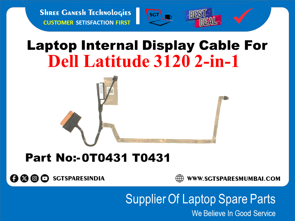 Laptop Internal Display Cable For Dell Latitude 3120 2-in-1 Part No:-00431 T0431