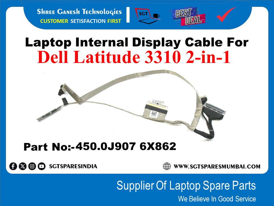 Laptop Internal Display Cable For Dell Latitude 3310 2-in-1 Part No:-450.0J907 6X862