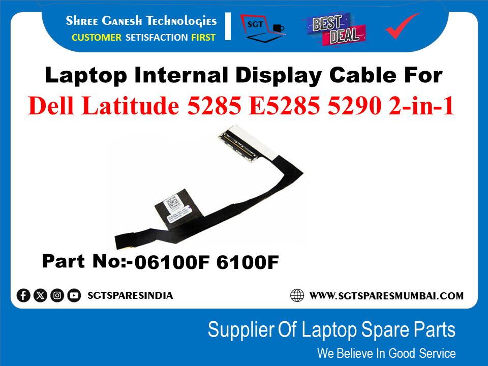 Laptop Internal Display Cable For Dell Latitude 5285 E5285 5290 2-in-1 Part No:-06100F 6100F