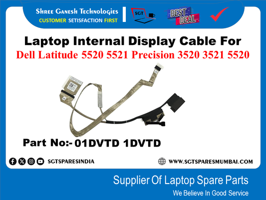 Laptop Internal Display Cable For Dell Latitude 5520 5521 Precision 3520 3521 5520 Part No:- 01DVTD 1DVTD