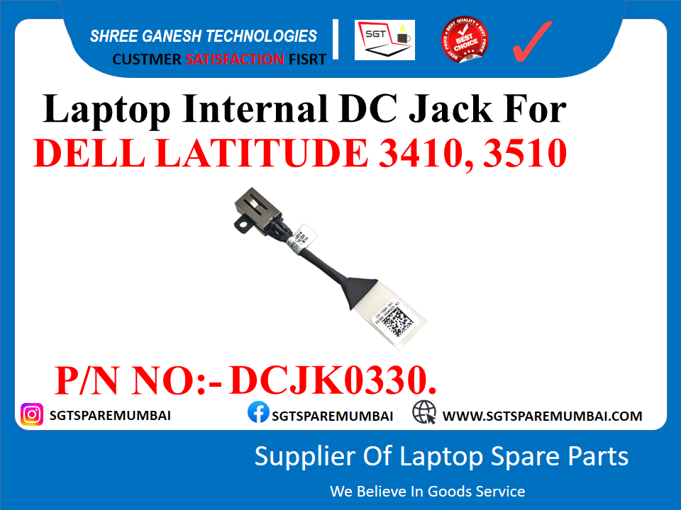 Laptop Internal DC Jack For DELL LATITUDE 3410, 3510 P/N NO:- DCJK0330.