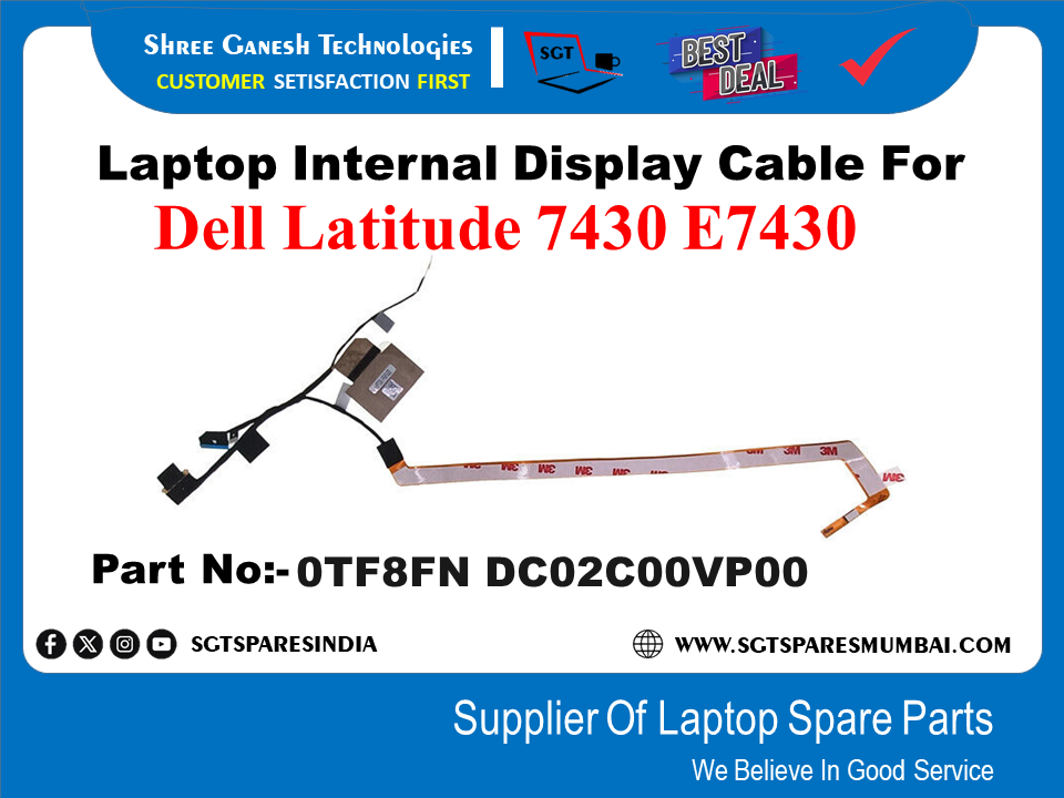 Laptop Internal Display Cable For Dell Latitude 7430 E7430 Part No:- OTF8FN DC02C00VP00