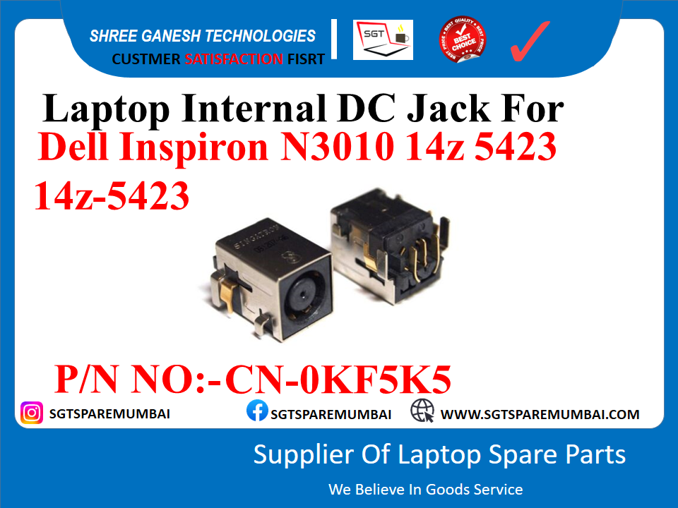 Laptop Internal DC Jack For Dell Inspiron N3010 14z 5423 147-5423 P/N NO:-CN-0KF5K5