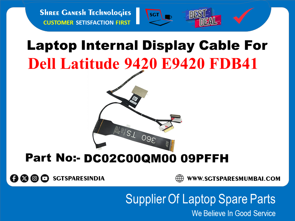 Laptop Internal Display Cable For Dell Latitude 9420 E9420 FDB41 Part No:- DC02C00QM00 09PFFH