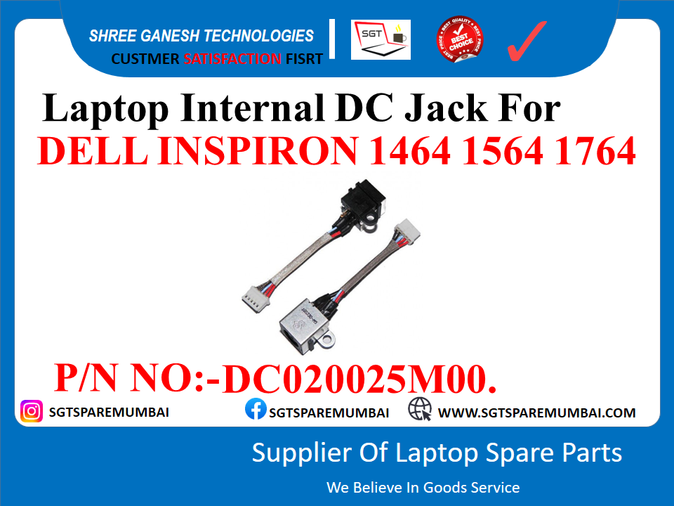 Laptop Internal DC Jack For DELL INSPIRON 1464 1564 1764 P/N NO:-DC020025M00.