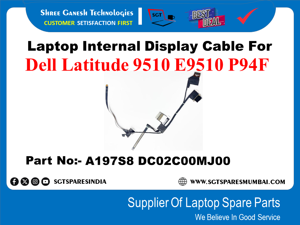 Laptop Internal Display Cable For Dell Latitude 9510 E9510 P94F Part No:- A1978 DC02C00MJ00