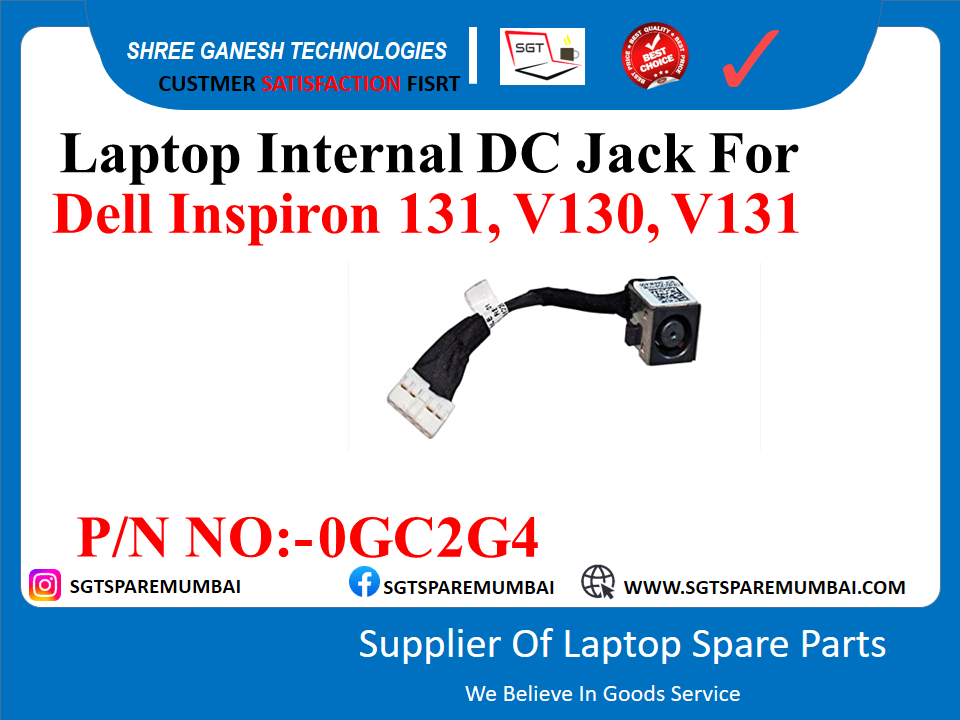 Laptop Internal DC Jack For Dell Inspiron 131, V130, V131 P/N NO:-0GC2G4