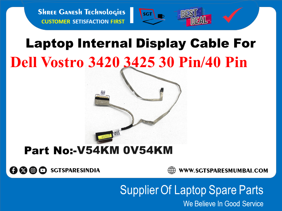 Laptop Internal Display Cable For Dell Vostro 3420 3425 30 Pin/40 Pin Part No:-V54KM 0V54KM