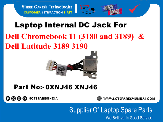 Laptop Internal DC Jack For Dell Chromebook 11 (3180 and 3189) Dell Latitude 3189 3190 Part No:- 0XNJ46 XNJ46