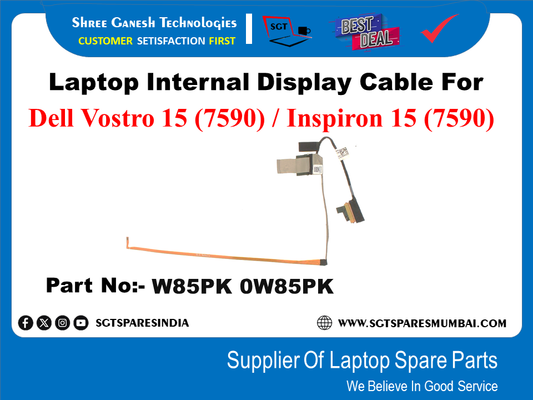 Laptop Internal Display Cable For Dell Vostro 15 (7590) / Inspiron 15 (7590) Part No: - W85PK 0W85PK