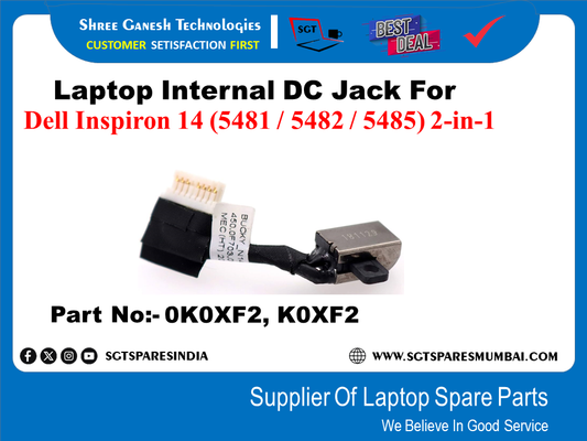 Laptop Internal DC Jack For Dell Inspiron 14 (5481 / 5482 / 5485) 2-in-1 Part No:- 0KOXF2, KOXF2