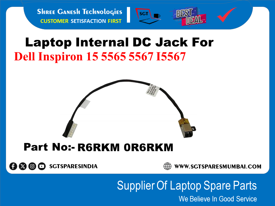 Laptop Internal DC Jack For Dell Inspiron 15 5565 5567 15567 Part No:- R6RKM OR6RKM