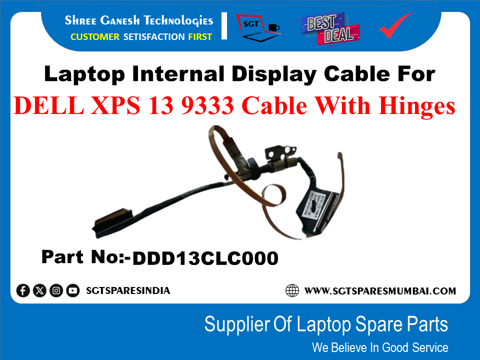 Laptop Internal Display Cable For DELL XPS 13 9333 Cable With Hinges Part No:-DDD13CLC000