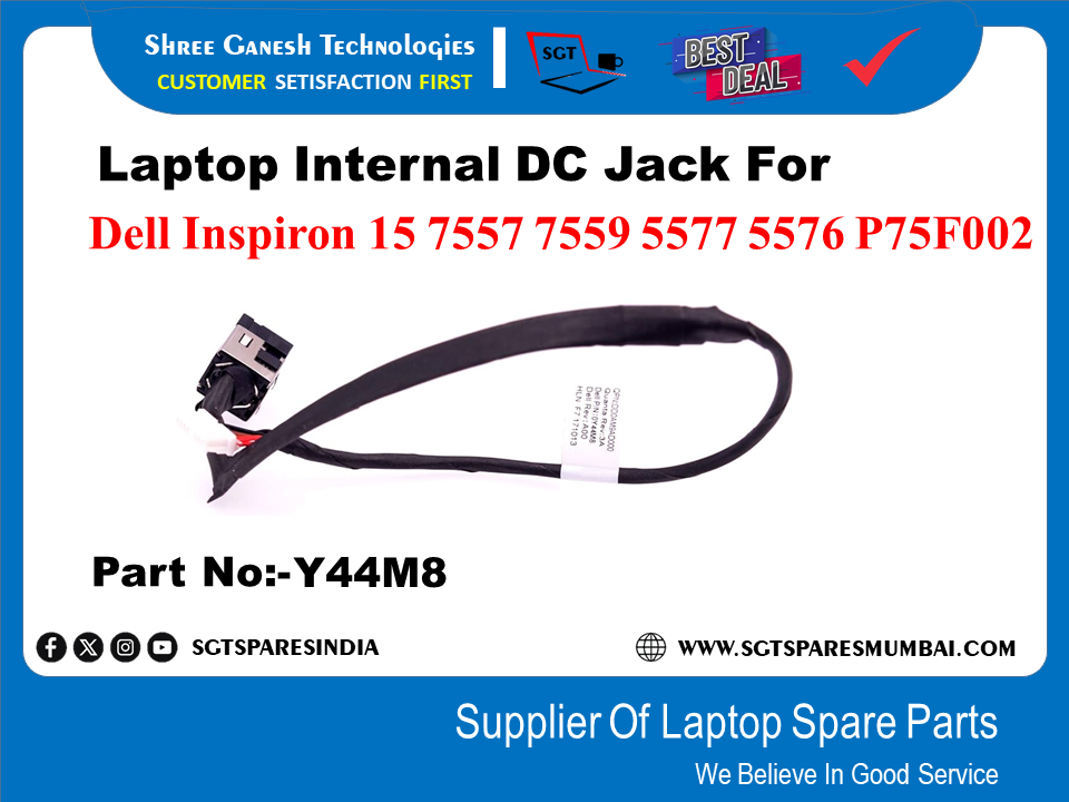 Laptop Internal DC Jack For Dell Inspiron 15 7557 7559 5577 5576 P75F002 Part No:-Y44M8