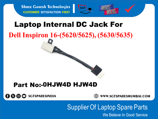 Laptop Internal DC Jack For Dell Inspiron 16-(5620/5625), (5630/5635) Part No:-OHJW4D HJW4D