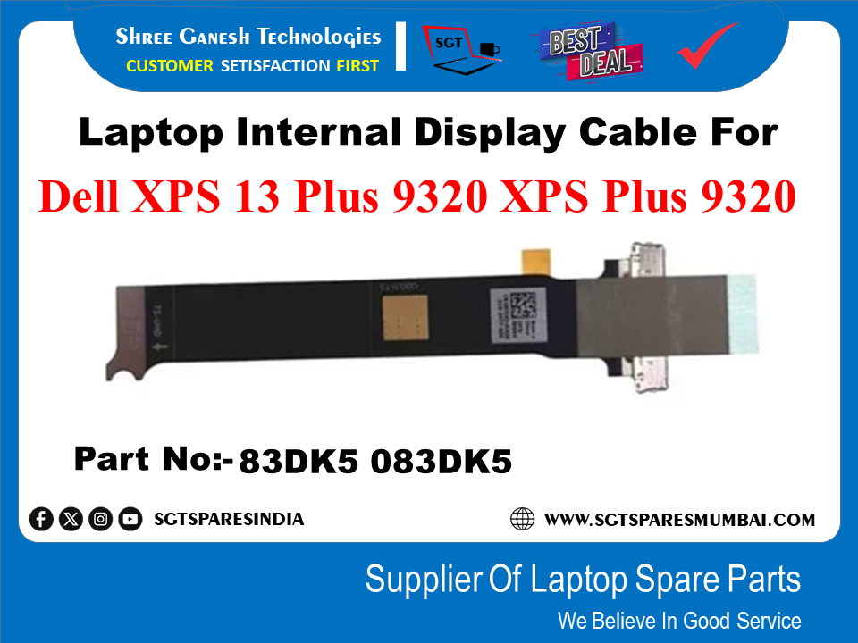 Laptop Internal Display Cable For Dell XPS 13 Plus 9320 XPS Plus 9320 Part No:- 83DK5 083DK5