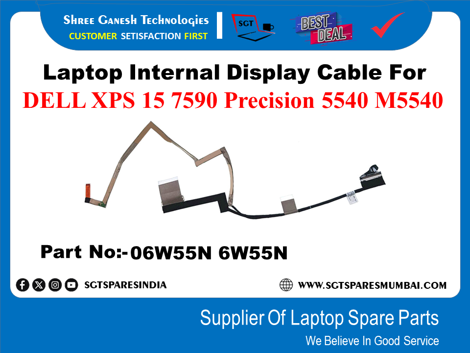 Laptop Internal Display Cable For DELL XPS 15 7590 Precision 5540 M5540 Part No:-06W55N 6W55N