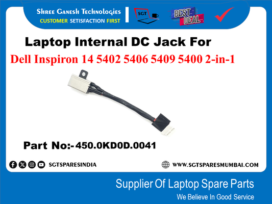 Laptop Internal DC Jack For Dell Inspiron 14 5402 5406 5409 5400 2-in-1 Part No:-450.0KD0D.0041