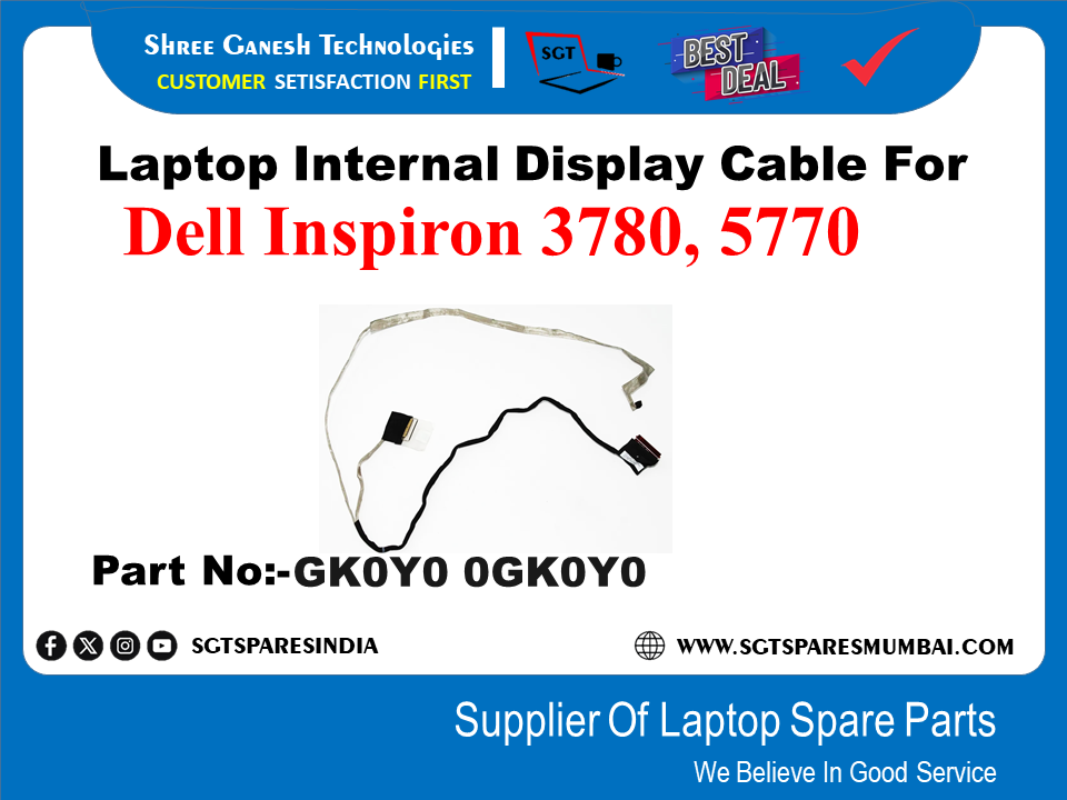 Laptop Internal Display Cable For Dell Inspiron 3780, 5770 Part No:-GKOYO 0GKOYO