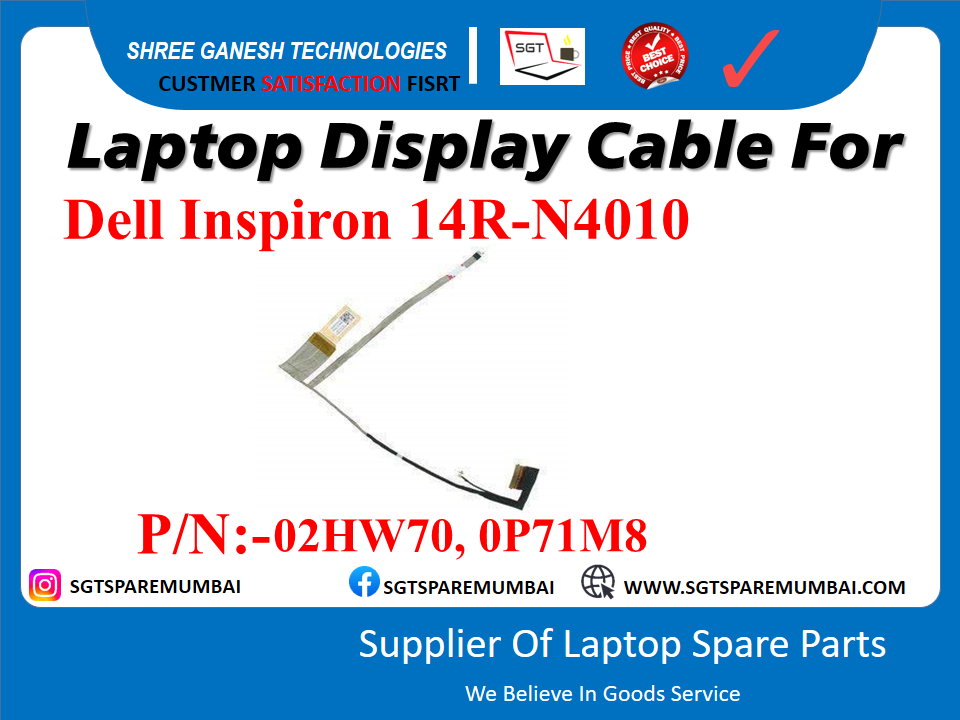 Laptop Display Cable For Dell Inspiron 14R-N4010 P/N:-02HW70, 0P71M8