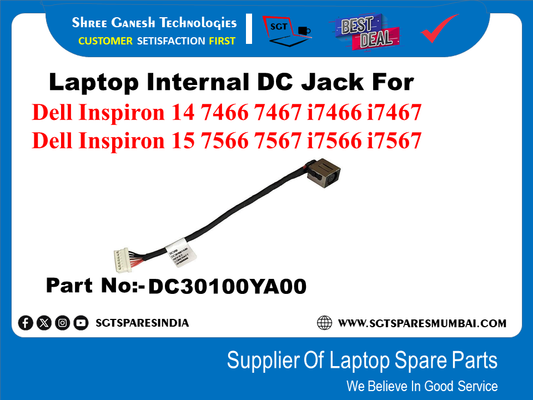 Laptop Internal DC Jack For Dell Inspiron 14 7466 7467 17466 17467 Dell Inspiron 15 7566 7567 17566 17567 Part No:-DC30100YA00