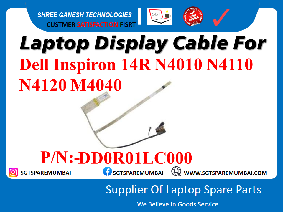 Laptop Display Cable For Dell Inspiron 14R N4010 N4110 N4120 M4040 P/N:-DDOR01L0000