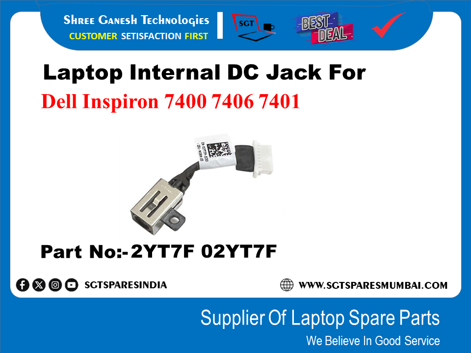 Laptop Internal DC Jack For Dell Inspiron 7400 7406 7401 Part No:-2YT7F 02YT7F