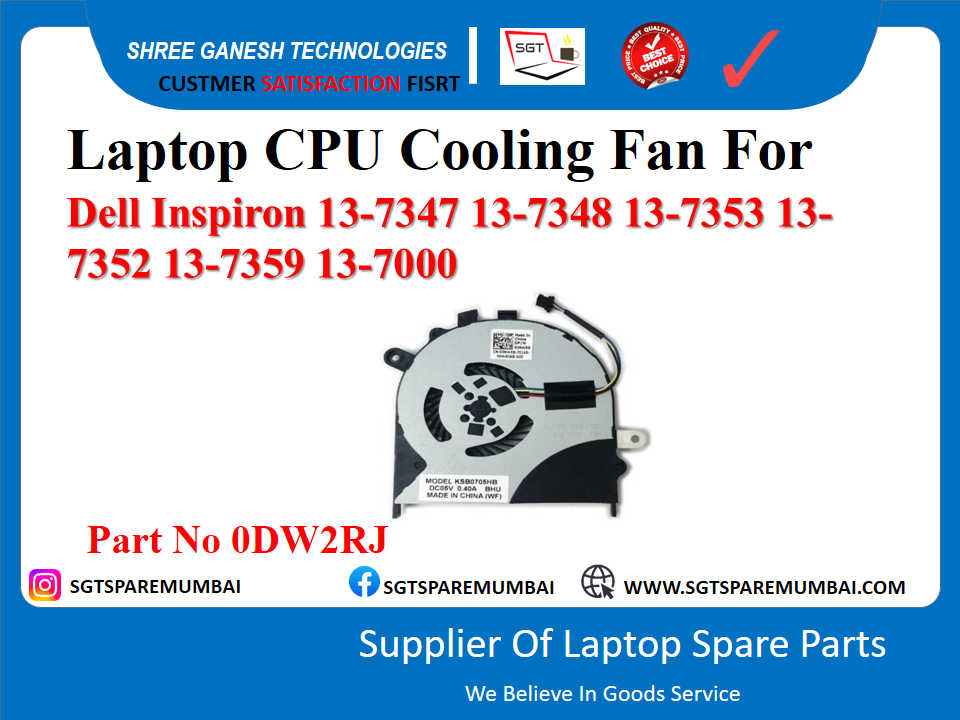 Laptop CPU Cooling Fan For Dell Inspiron 13-7347 13-7348 13-7353 13- 7352 13-7359 13-7000 Part No 0DW2RJ