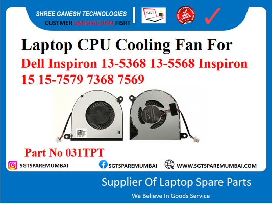 Laptop CPU Cooling Fan For Dell Inspiron 13-5368 13-5568 Inspiron 15 15-7579 7368 7569 Part No 031TPT