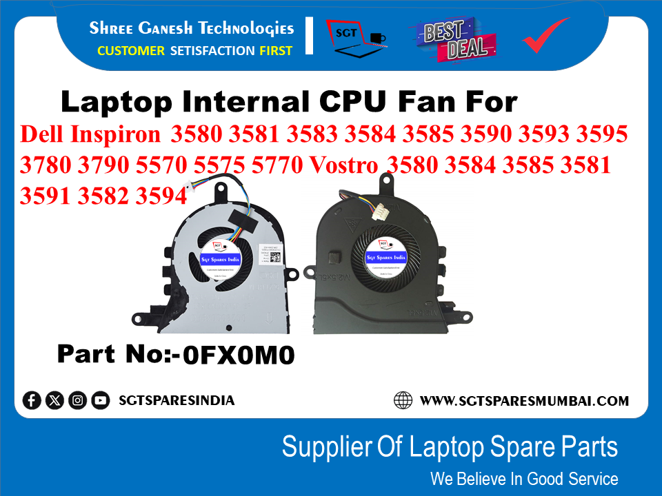 Laptop Internal CPU Fan For Dell Inspiron 3580 3581 3583 3584 3585 3590 3593 3595 3780 3790 5570 5575 5770 Vostro 3580 3584 3585 3581 3591 3582 3594 Part No:-0FX0M0