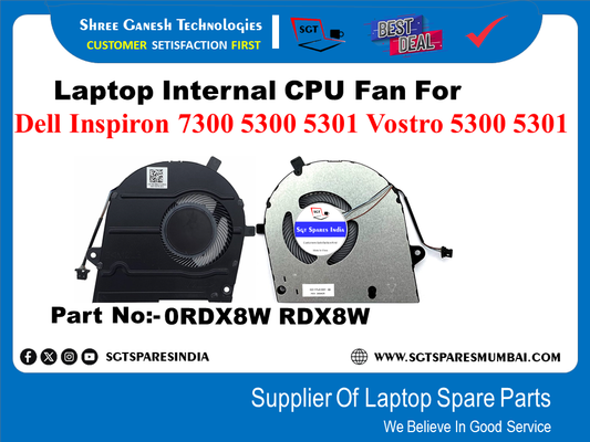 Laptop Internal CPU Fan For Dell Inspiron 7300 5300 5301 Vostro 5300 5301 Sqr Spars ladis Part No:- 0RDX8W RDX8W