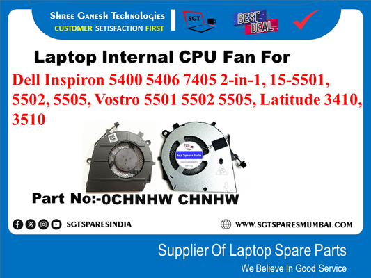 Laptop Internal CPU Fan For Dell Inspiron 5400 5406 7405 2-in-1, 15-5501, 5502, 5505, Vostro 5501 5502 5505, Latitude 3410, 3510 Part No:-0CHNHW CHNHW