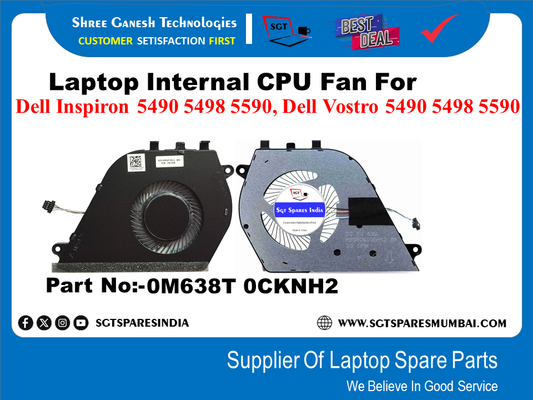 Laptop Internal CPU Fan For Dell Inspiron 5490 5498 5590, Dell Vostro 5490 5498 5590 Sor Spures ladia Part No:-0M638T 0CKNH2