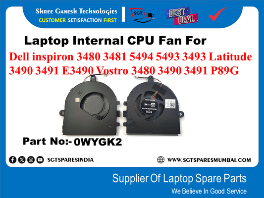 Laptop Internal CPU Fan For Dell inspiron 3480 3481 5494 5493 3493 Latitude 3490 3491 E3490 Vostro 3480 3490 3491 P89G NOME Part No:- 0WYGK2