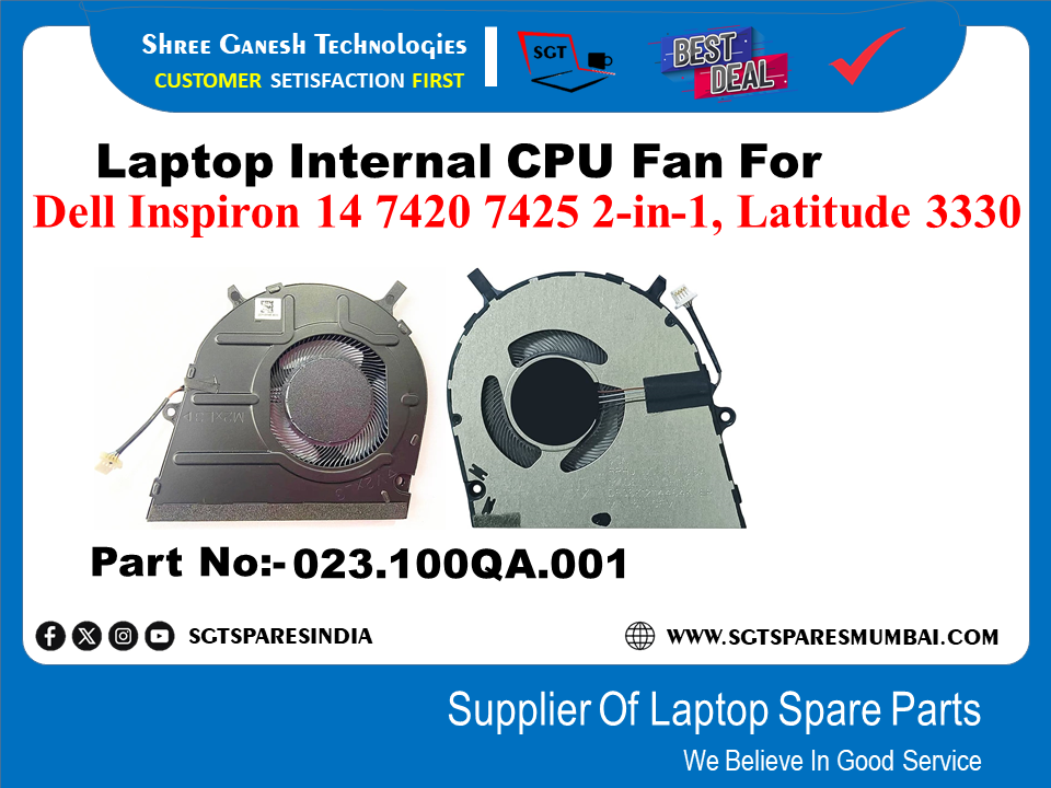 Laptop Internal CPU Fan For Dell Inspiron 14 7420 7425 2-in-1, Latitude 3330 Part No:- 023.100QA.001