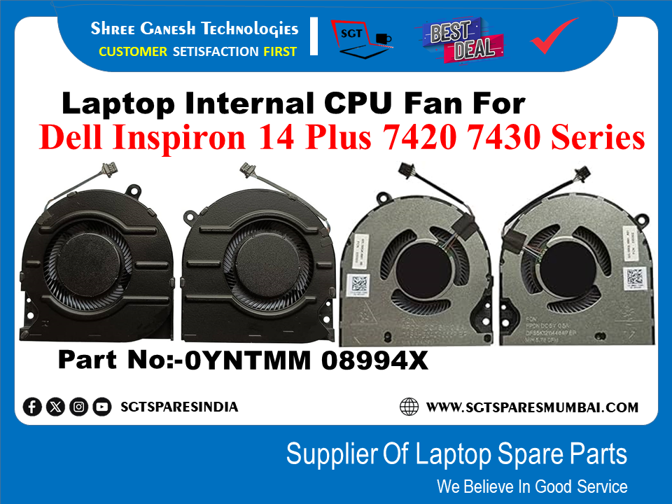 Laptop Internal CPU+GPU Fan For Dell Inspiron 14 Plus 7420 7430 Series Part No:-0YNTMM 08994X