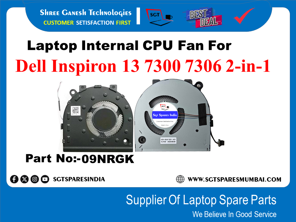 Laptop Internal CPU Fan For Dell Inspiron 13 7300 7306 2-in-1 Part No:-09NRGK