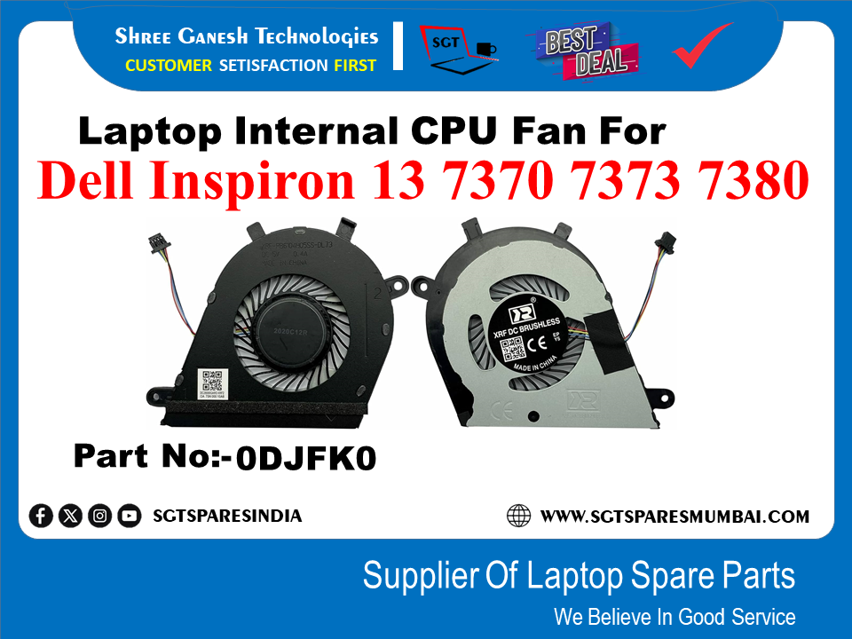 Laptop Internal CPU Fan For Dell Inspiron 13 7370 7373 7380 Part No:-0DJFK0