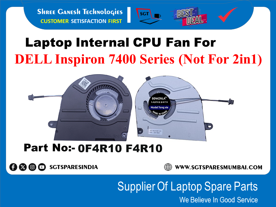 Laptop Internal CPU Fan For DELL Inspiron 7400 Series (Not For 2in1) Part No:- 0F4R10 F4R10