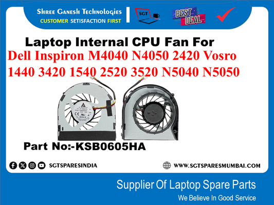 Laptop Internal CPU Fan For Dell Inspiron M4040 N4050 2420 Vosro 1440 3420 1540 2520 3520 N5040 N5050 Part No:-KSB0605HALaptop Internal CPU Fan For Dell Inspiron M4040 N4050 2420 Vosro 1440 3420 1540 2520 3520 N5040 N5050 Part No:-KSB0605HA