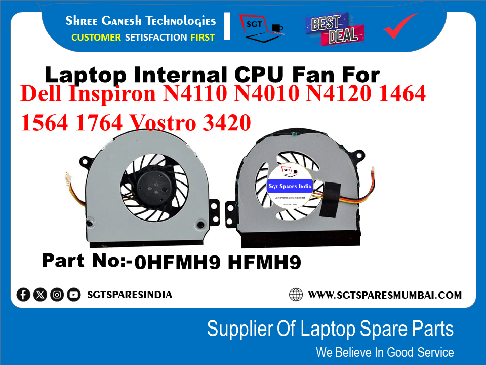 Laptop Internal CPU Fan For Dell Inspiron N4110 N4010 N4120 1464 1564 1764 Vostro 3420 Ser Spears lodie Part No:-0HFMH9 HFMH9