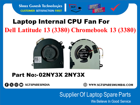 Laptop Internal CPU Fan For Dell Latitude 13 (3380) Chromebook 13 (3380) Part No:-02NY3X 2NY3X